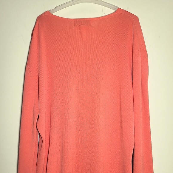 Versailles Coral Colored Tunic Top Size XL with Criss Cross V-neck 3/4 Sleeves - Picture 3 of 3